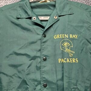 VTG Green Bay Packers Rintwear Coach Jacket Men's Sm 1970's Green Nylon USA Made